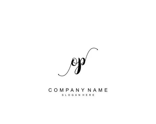 Monogramma Bellezza Iniziale Elegante Design Del Logo Logo Scrittura Mano — Vettoriale Stock