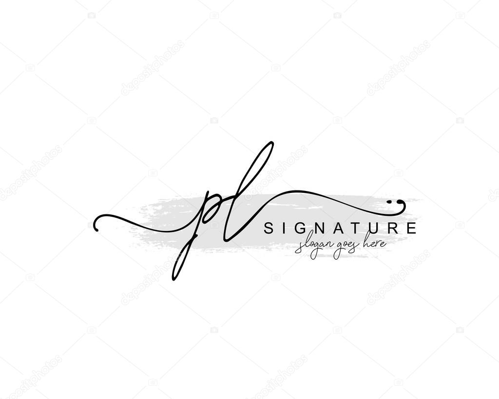 Initial PL beauty monogram and elegant logo design, handwriting logo of initial signature, wedding, fashion, floral and botanical with creative template.