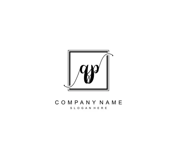 Monogramma Bellezza Iniziale Elegante Design Del Logo Logo Scrittura Mano — Vettoriale Stock