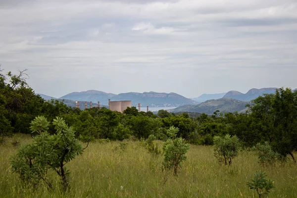 Una Vista Planta Energía Vecina Desde Pista Senderismo Hennops Con — Foto de Stock