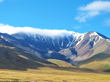Dağın tepesinde bulut var, Ukok Platosu, Altai Dağı.