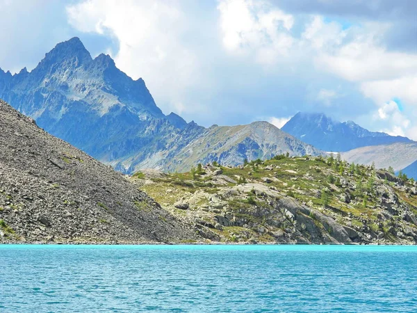 Güzel yaz manzarası, dağ gölü, Rusya, Sibirya, Altai dağları, Katun tepesi