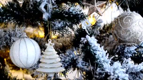 Στολίδια Για Χριστούγεννα Νέο Έτος Δέντρο — Αρχείο Βίντεο