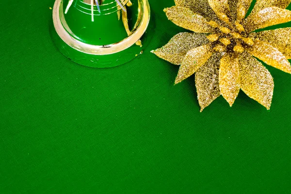 Kerstversiering Zilver Goud Groen Tafelkleed Doek — Stockfoto