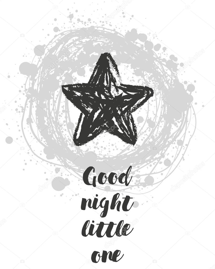 Vector illustration with cartoon handdrawn star. Design for baby, child or adult clothing like t-shirts or pajamas
