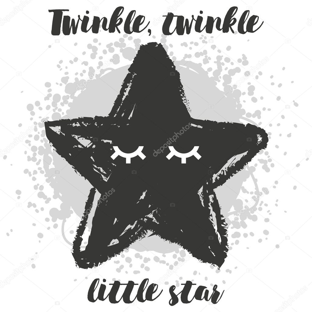 Vector illustration with cartoon handdrawn star. Design for baby, child or adult clothing like t-shirts or pajamas