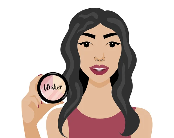 Vector illustration with sexy girl  blusher in flat style. — Stock Vector