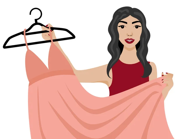 Ilustração vetorial com menina sexy e vestido — Vetor de Stock