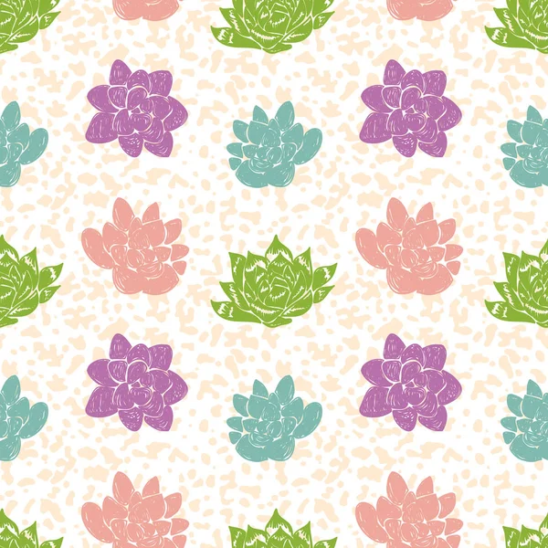 Vector seamless pattern with succulent cactus. — Stock Vector