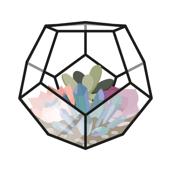 Vektorillustration mit Glasflorarium — Stockvektor