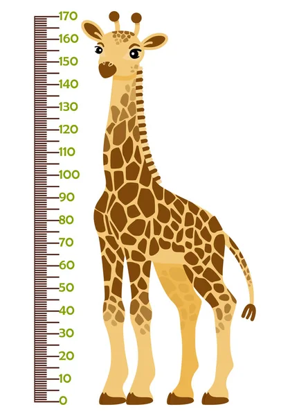 Ilustração vetorial de crianças gráfico de altura com girafa de desenhos animados . — Vetor de Stock