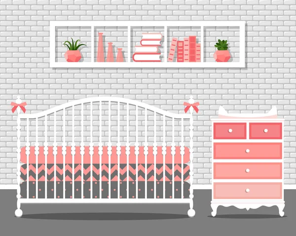 Ilustración vectorial con dormitorio de bebé — Vector de stock