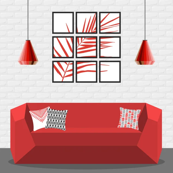 Vektorové ilustrace s obývacím pokojem — Stockový vektor