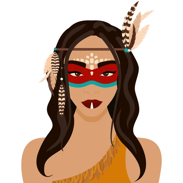 Vector illustration of red indian girl — Stock Vector