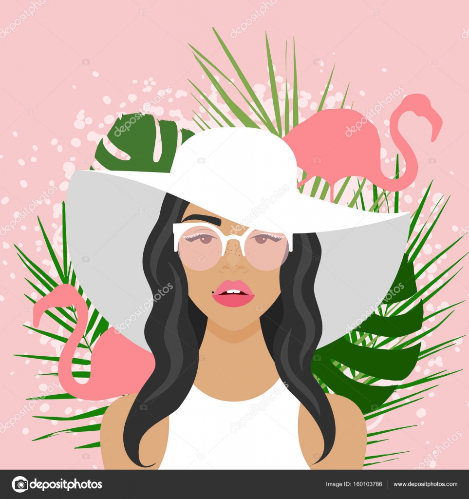 Vector illustration with beautiful woman with hat — Stock Vector © alinabel #160103786