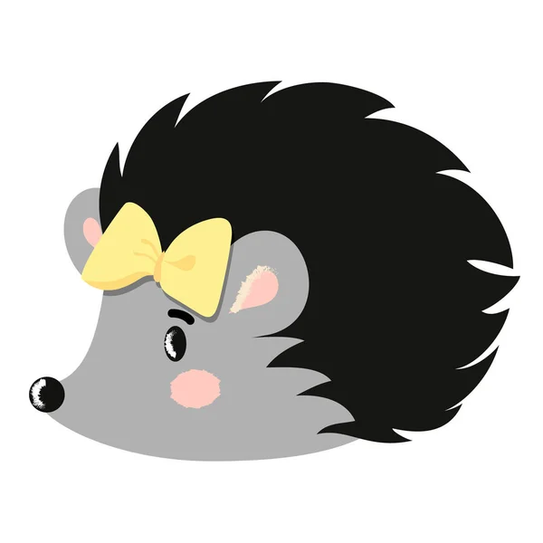 Vector illustration of hedgehog with bow — Stock Vector