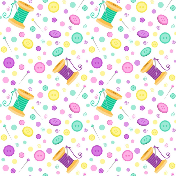 Seamless pattern with sewing related symbols Royalty Free Stock Illustrations