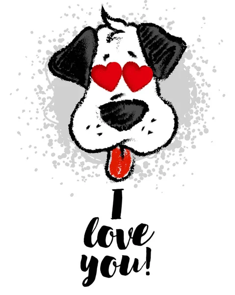 Vektorillustration mit niedlichem Cartoon-Sketch Hund mit Zunge, Symbol des neuen Jahres. — Stockvektor