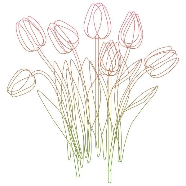 Illustrazione vettoriale con vaso di fiori e tulipano — Vettoriale Stock