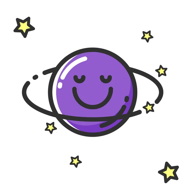 Cartoon saturn character. Vector illustration of planet — Stock Vector