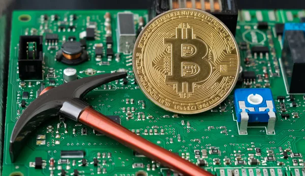 Koncepcja Wirtualnej Kryptowaluty Technologia Blockchain Bitcoin — Zdjęcie stockowe