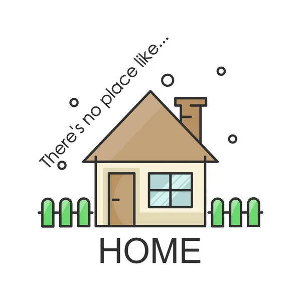 Home Flat Style Illustration Text Place Home Стиль Линии Isolated — стоковый вектор