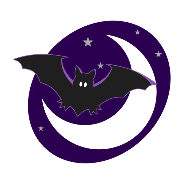 Morcego Voa Noite Ilustração Estilo Plano —  Vetores de Stock