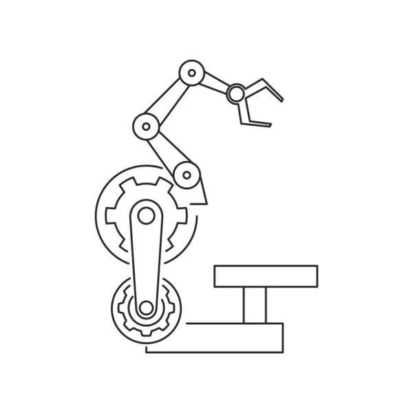 Przemysłowe Ramię Maszyny Robotyczna Ręka Robota Wyposażenie Fabryczne Zarys Cienka — Wektor stockowy