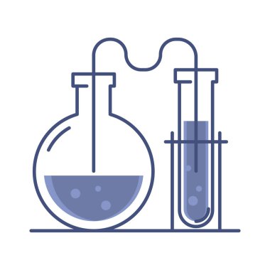 Test tüpleri. Laboratuvar Simgesi. İnce çizgi düz çizim. Beyaz arkaplanda izole.