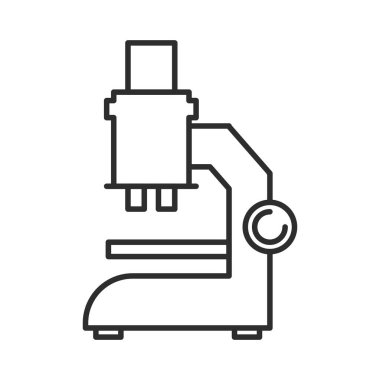 Mikroskop ikonu. Bilimsel araştırma kavramı. Düz çizim. Beyaz arkaplanda izole.
