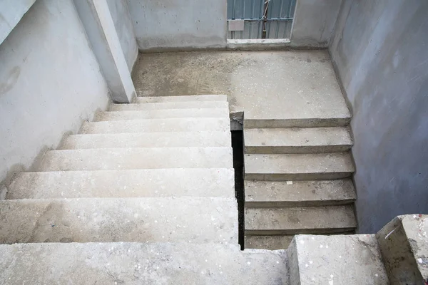 Staircase cement concrete structure in new house building of construction industry