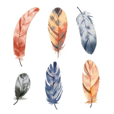 Suluboya tarzında parlak tüylerle hazırlanmış! Beyaz arkaplanda izole