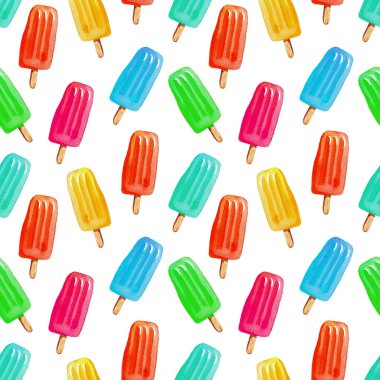 Yaz dondurması ile suluboya tarzında kusursuz bir arka plan. Beyaz bir arkaplanda