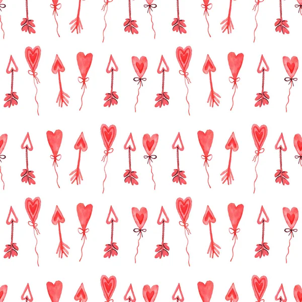 Watercolor Seamless Pattern Elements Valentine Day White Background — Stock Photo, Image