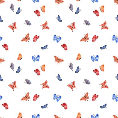 Suluboya şeklinde parlak sevimli kelebekli desen! Beyaz bir arkaplanda