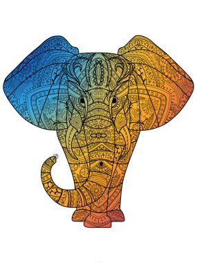 Greeting card with Elephant. clipart