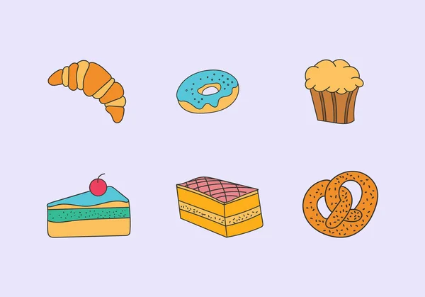 Süßigkeiten, Kekse, Bäckerei. — Stockvektor
