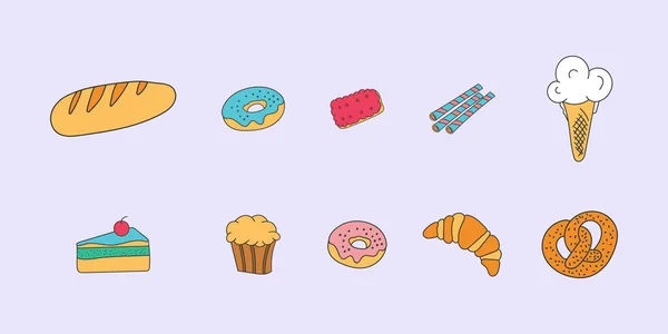 Dulces, galletas, panadería . — Vector de stock