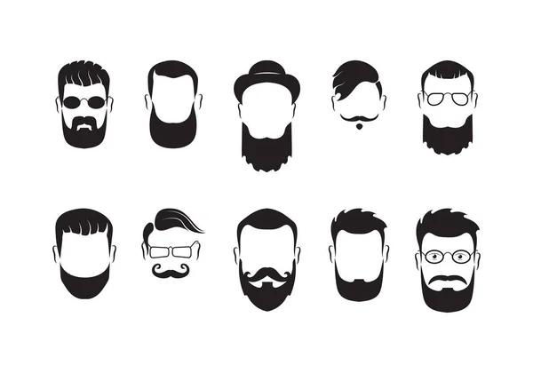 Homens barbudos rostos — Vetor de Stock