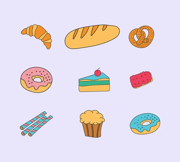 Γλυκά, μπισκότα, φούρνος. — Διανυσματικό Αρχείο