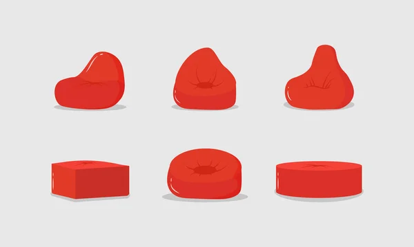 Pouf rouge, mobilier . — Image vectorielle