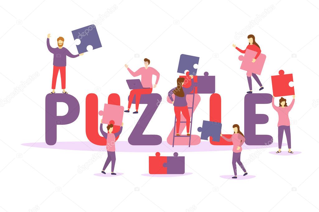 People connecting puzzle.