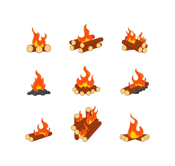 Brennende Lagerfeuer, Lagerfeuer — Stockvektor