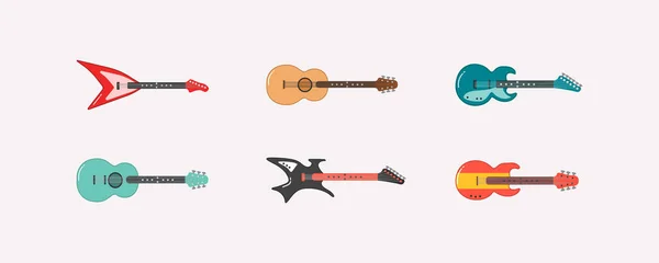 Establecer guitarra diferente . — Vector de stock