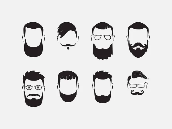 Homens barbudos rostos — Vetor de Stock