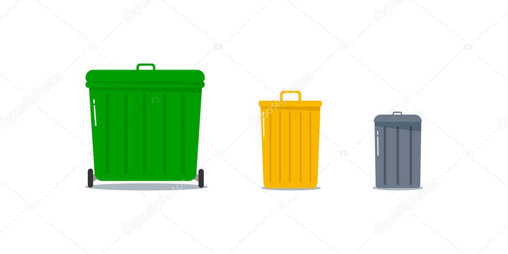 Colored trash bins.