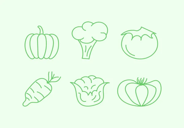 Set de verduras planas. — Vector de stock