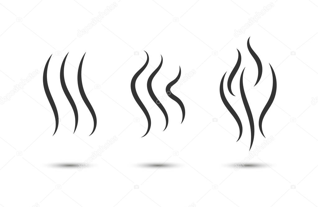 Fragrances evaporate icons. Smells line icon set, hot aroma, smells or fumes. Coffee cup icon. Symbols of glasses of hot drinks on white background. Vector illustration doodle hand drawn, EPS 10.