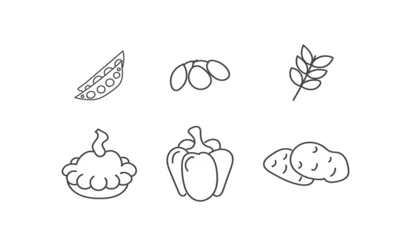 Set de verduras planas. — Vector de stock