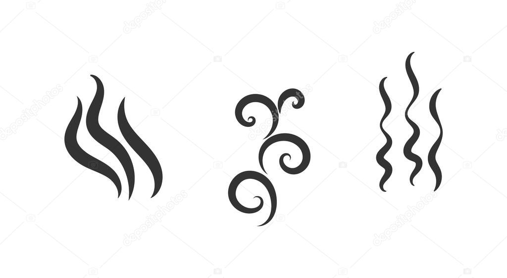 Fragrances evaporate icons. Smells line icon set, hot aroma, smells or fumes. Coffee cup icon. Symbols of glasses of hot drinks on white background. Vector illustration doodle hand drawn, EPS 10.